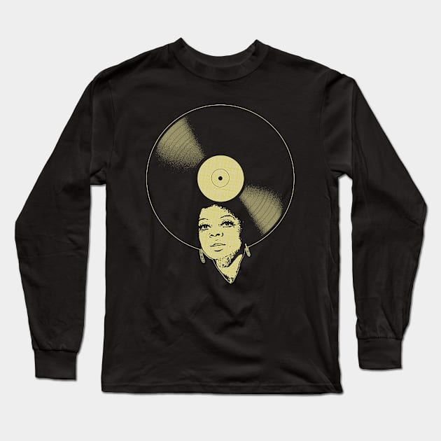 Afrovinyl (Yellow) Long Sleeve T-Shirt by bronzarino